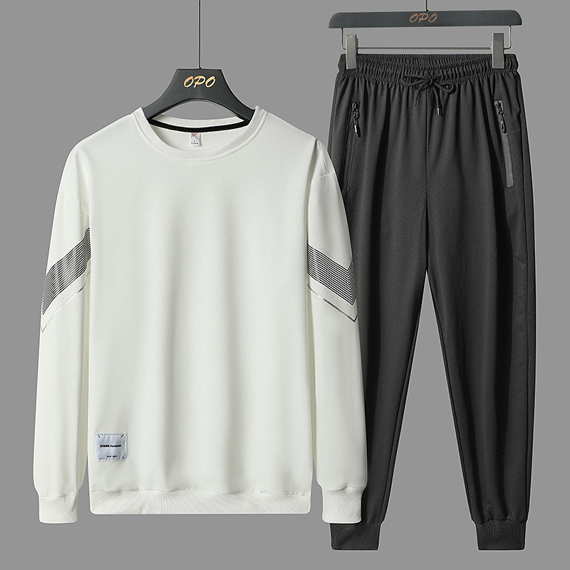 Traje deportivo de primavera y otoño traje casual de cuello redondo de los hombres traje de dos piezas slim fit suéter simple sweatpants traje de los hombres