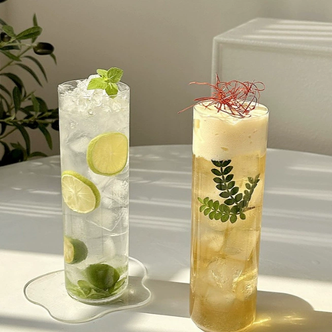 Прямой стакан Колин жаростойкий стеклянный стакан сети красный ресторан длинный напиток коктейль стакан сок стакан удлинение стакан воды