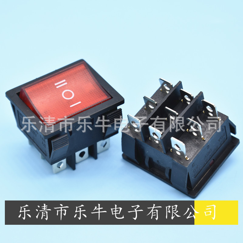 大方形船型开关 9脚3档翘板开关 KCD9 三档九脚电源开关 31*36mm