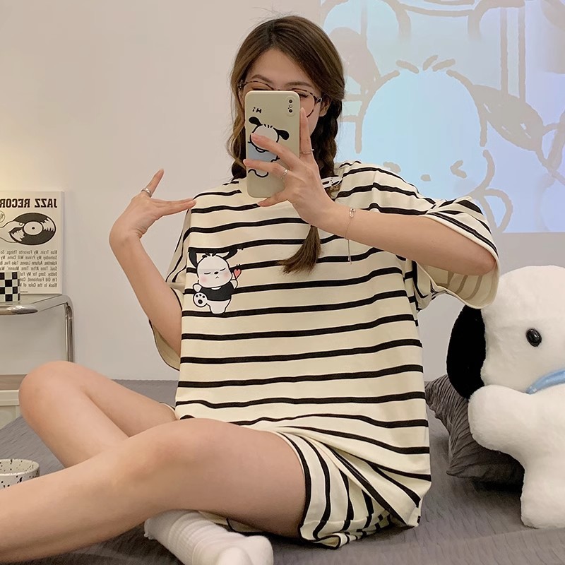 Verano 2024 pijamas de manga corta para mujeres estudiantes sueltas más tamaño lindo desgaste del hogar traje de dos piezas primavera y otoño verano