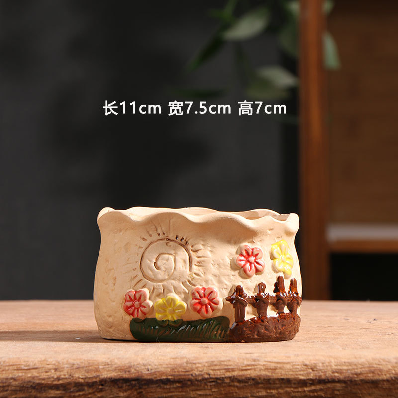 Cerámica pintada a mano, maceta de cerámica, balcón doméstico, cerámica gruesa, maceta de cerámica especial pequeña, al por mayor