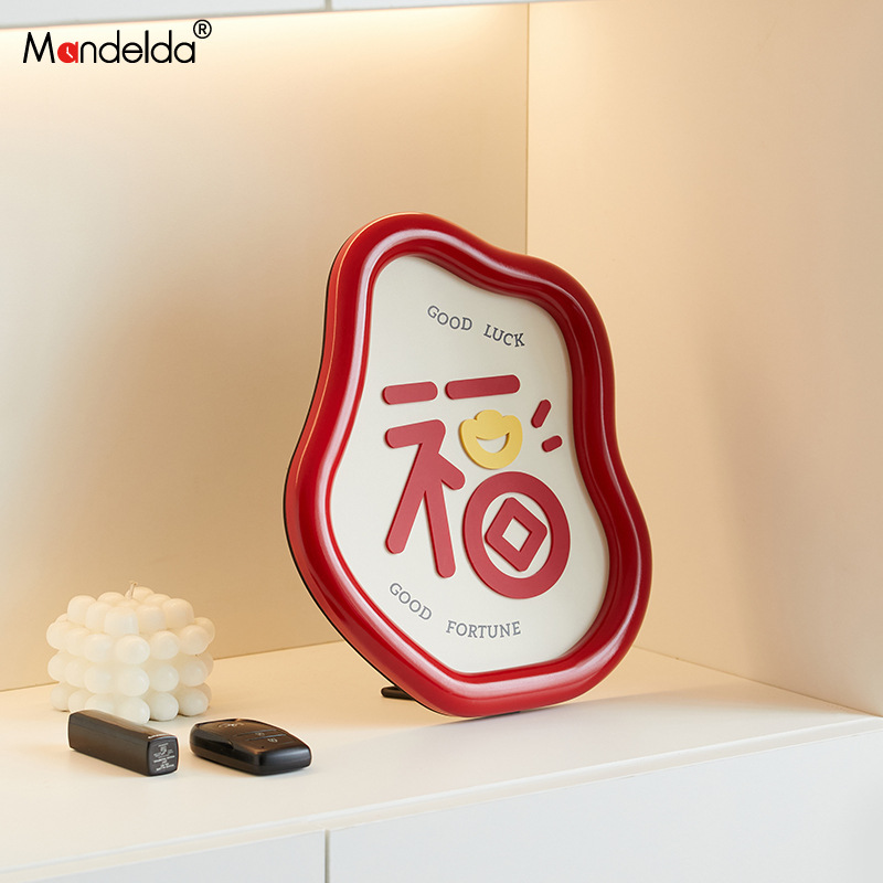 Mandelda Year Desktop TVCabinet Fu Character Decoration Living Room Entrance Decoration Housewarming Home Gift