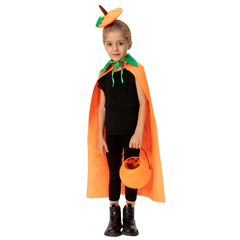 国境を越えたハロウィーンカボチャマント子供マントパーティー衣装かわいい子供カボチャ祭り衣装卸売り|undefined