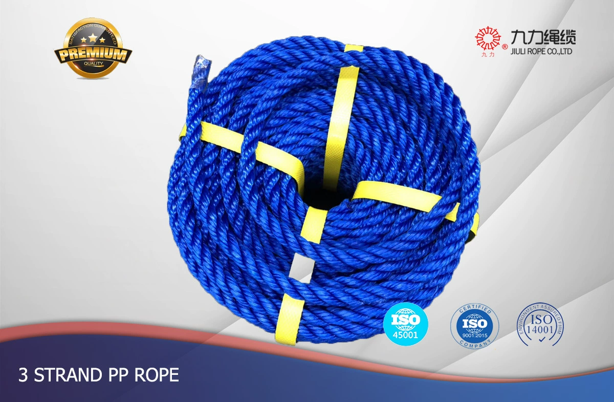 Трехжильный трос, веревка из химического волокна, обвязочная веревка, полипропилен, полипропиленовая веревка, полипропиленовая веревка, синяя