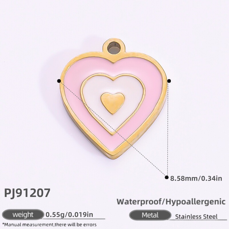 跨境不锈钢DIY饰品配件滴油爱心项链吊坠花朵蝴蝶结口红挂件18K金|undefined
