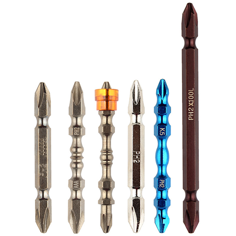 双头十字电动螺丝刀批头S2钢加长强磁性起子双头风批头 PH2