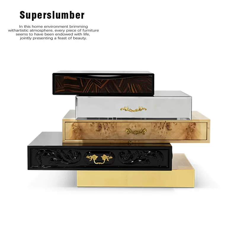 轻奢卧室床头柜高级感别墅家用Bocadolobo意式设计师款收纳储物柜