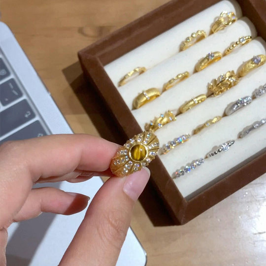 Antique S925 Sterling Silver Zircon Wire-drawing Ring Women's Retro Niche High-end Light Luxury All-match Open Ring New