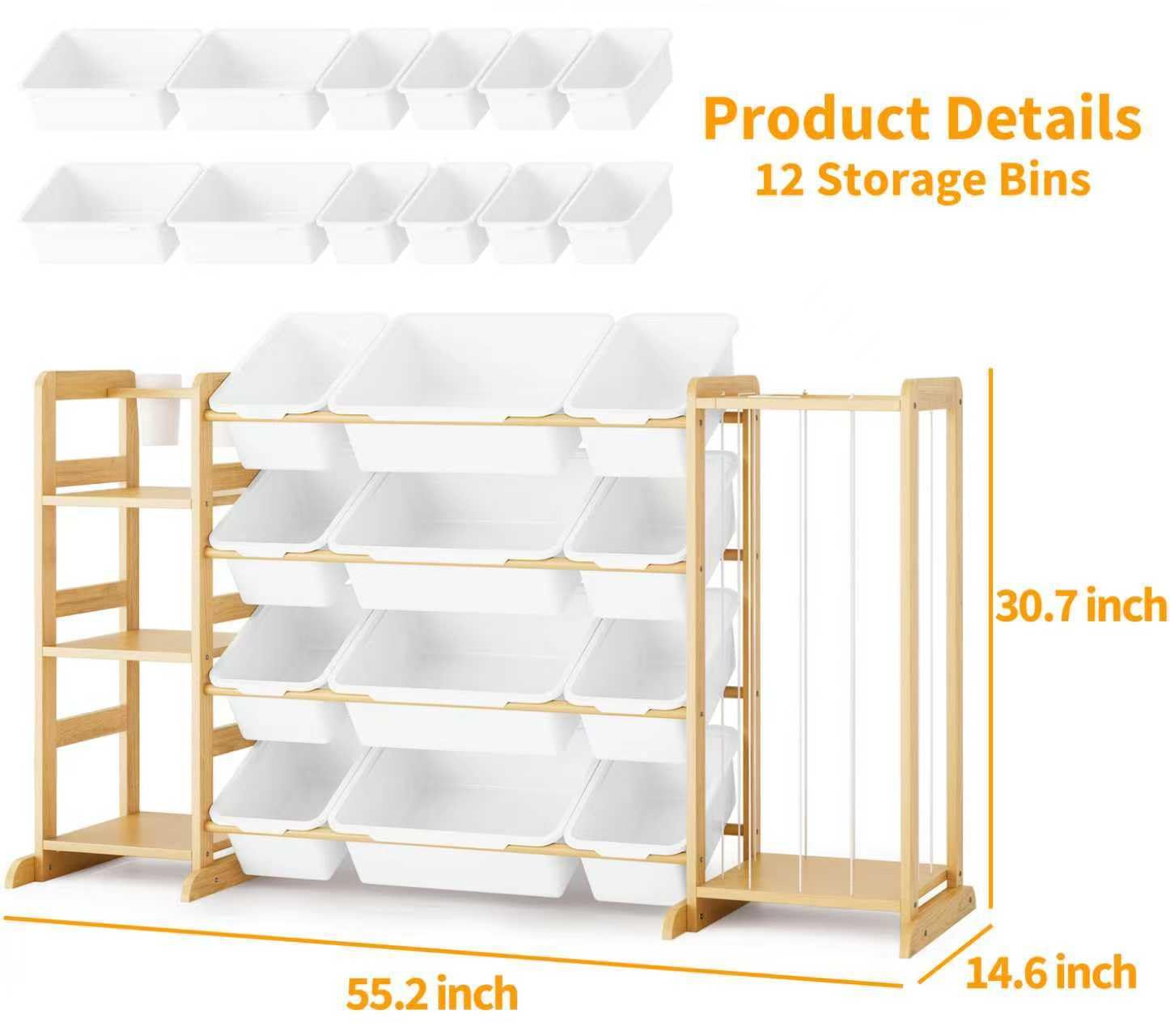Cross-border Wooden Children's Toy Rack Storage Shelf Montessori Children's Toy Storage Rack Picture Book Rack Children's Bookshelf
