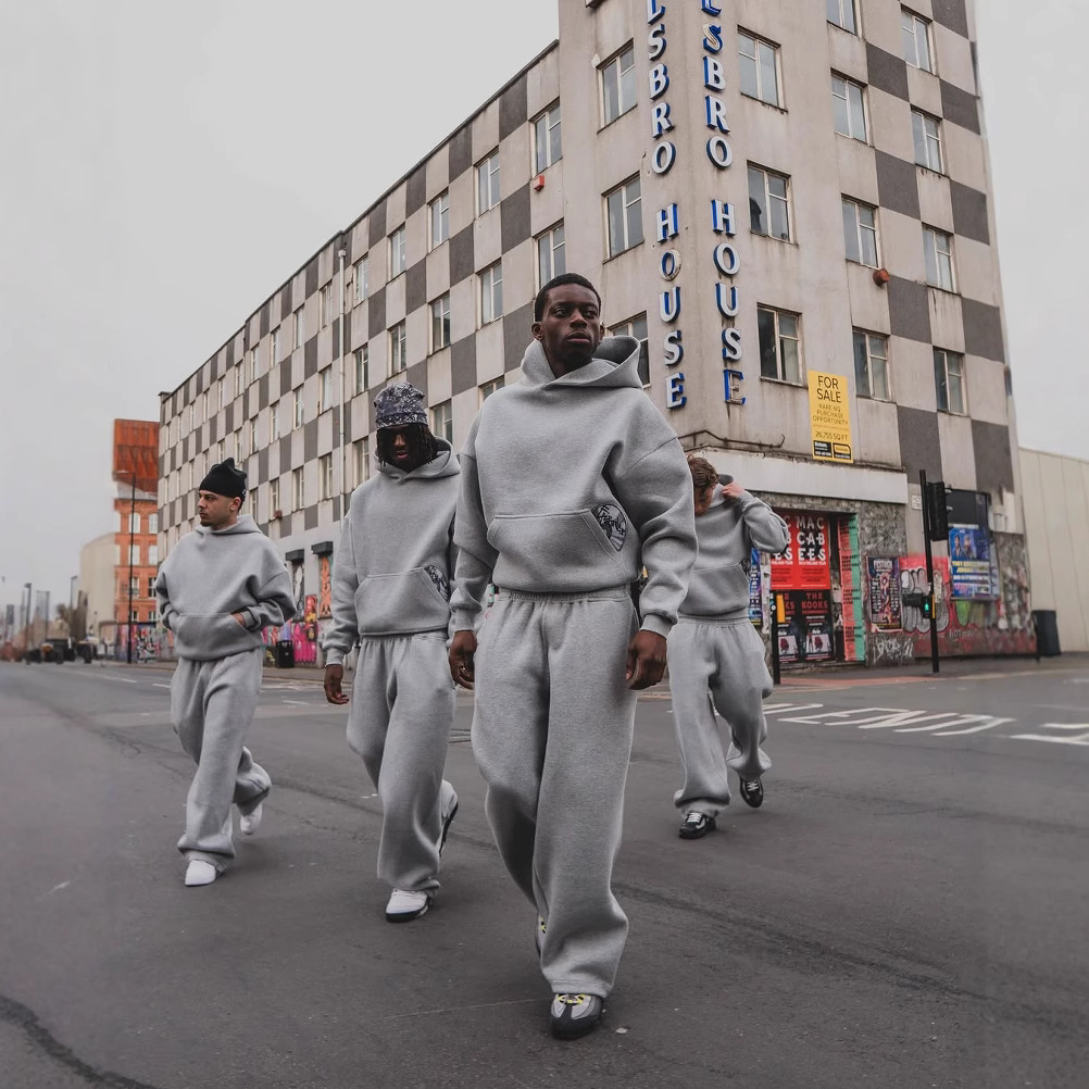 European and American Wholesale Personalized Printed Sweatshirt and Sweatpants Suit Long-Sleeved Pullover Hoodie Retro Jacket Street Trend