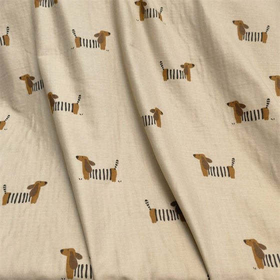2.5 Door Double-layer Gauze Cartoon Dachshund Pure Cotton Baby Fabric Bedding Home Clothes Fabric Non-fluorescent