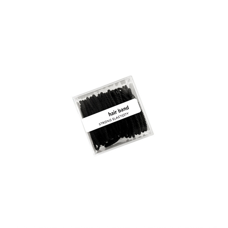Banda de goma negra para mujer de alta elasticidad duradera banda de pelo bola cuerda de pelo tocado simple corbata de pelo cuerda de pelo cubierta de cuero