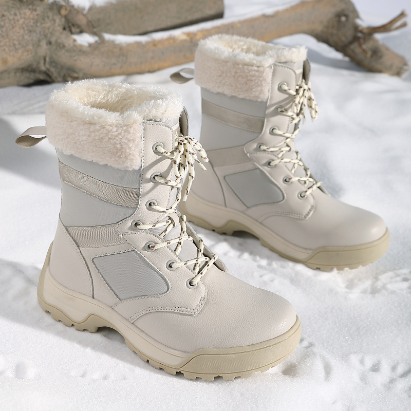 Botas de nieve de invierno de peluche calentamiento zapatos de algodón resistentes al desgaste deportes al aire libre de correa alta botas de mujer tamaño transfronterizo