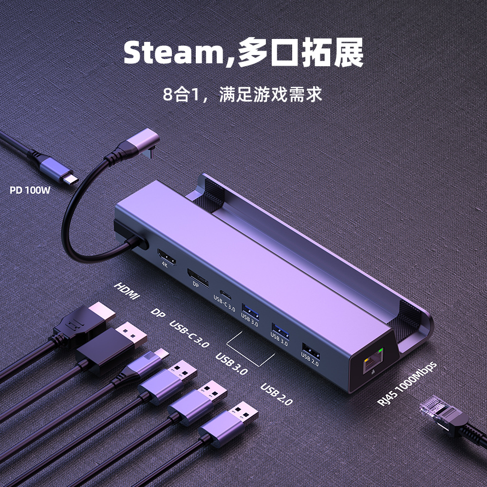 steamdeck docking station 4K gigabit network switch charging base gamepad bracket typec charger
