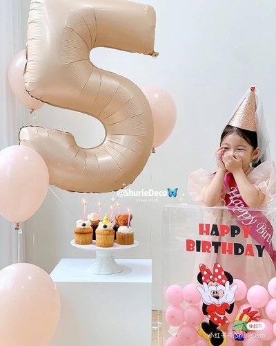 40-inch ins cream digital balloon aluminum film ball birthday one-year-old children's party decoration outdoor photo props