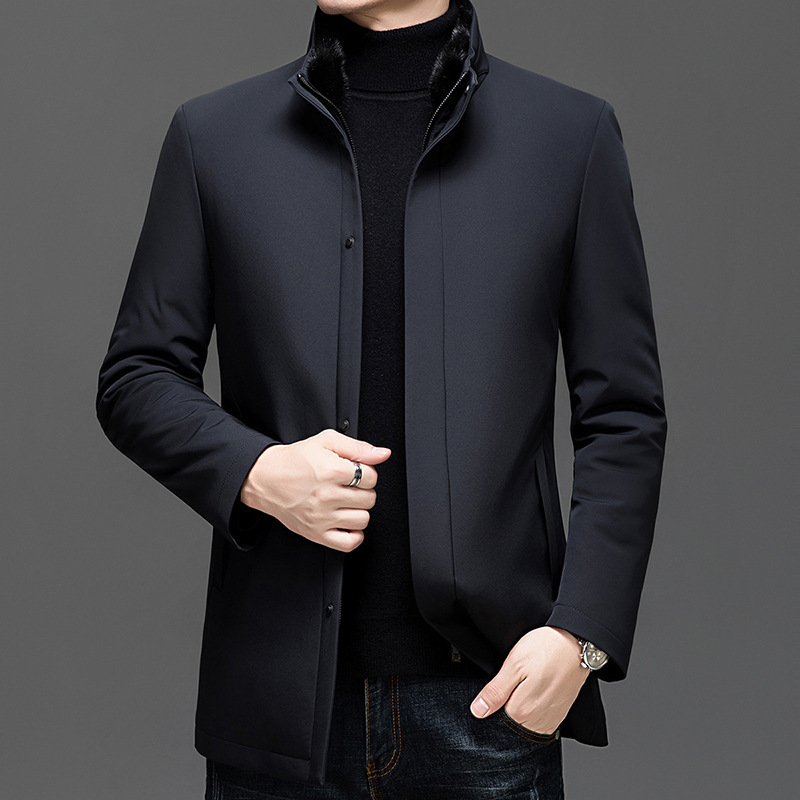 High-End Cold-Proof down Jacket for Men 2025 New Business Warm Goose down Middle-Aged Dad Mink Fur Collar Coat