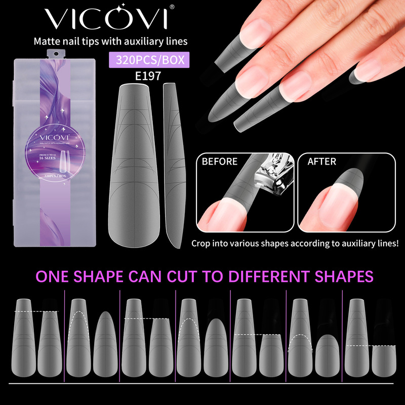 Cross-Border Hot-Selling New Model with Graduated Auxiliary Line, Ultra-Thin Frosted Nails, Traceless and Scratch-Free Fake Nails, Factory Direct Sales Cross-Border Hot-Selling New Model with Graduated Auxiliary Line, Ultra-Thin Frosted Nails, Traceless and Scratch-Free Fake Nails, Factory Direct Sales