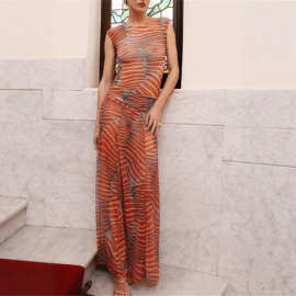 2025新品欧美服装跨境外贸亚马逊女装舒适时尚数码印花背心套装