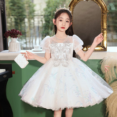 公主裙女童高端禮服小眾輕奢花童婚紗生日洋氣兒童主持鋼琴演出服