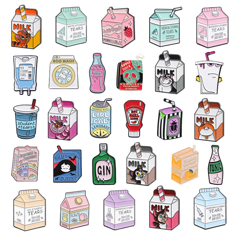 Box Beverage Metal Badge Brooch Series suit Creative Clothing All-match Exquisite Gifts