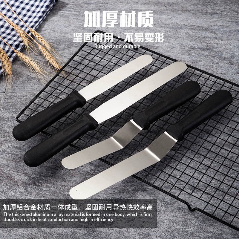 Professional Stainless Steel Straight Curved Spatula Cake Decorating Spatula Demoulding Scraper Baking Tool Butter Cream Smoothing