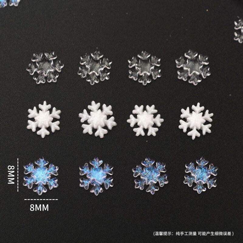 Hot-Selling Snowflake Resin Nail Art Decorations, Transparent Blue Snowflake Flat-Bottom Nail Stickers, Winter Atmosphere Accessories Hot-Selling Snowflake Resin Nail Art Decorations, Transparent Blue Snowflake Flat-Bottom Nail Stickers, Winter Atmosphere Accessories