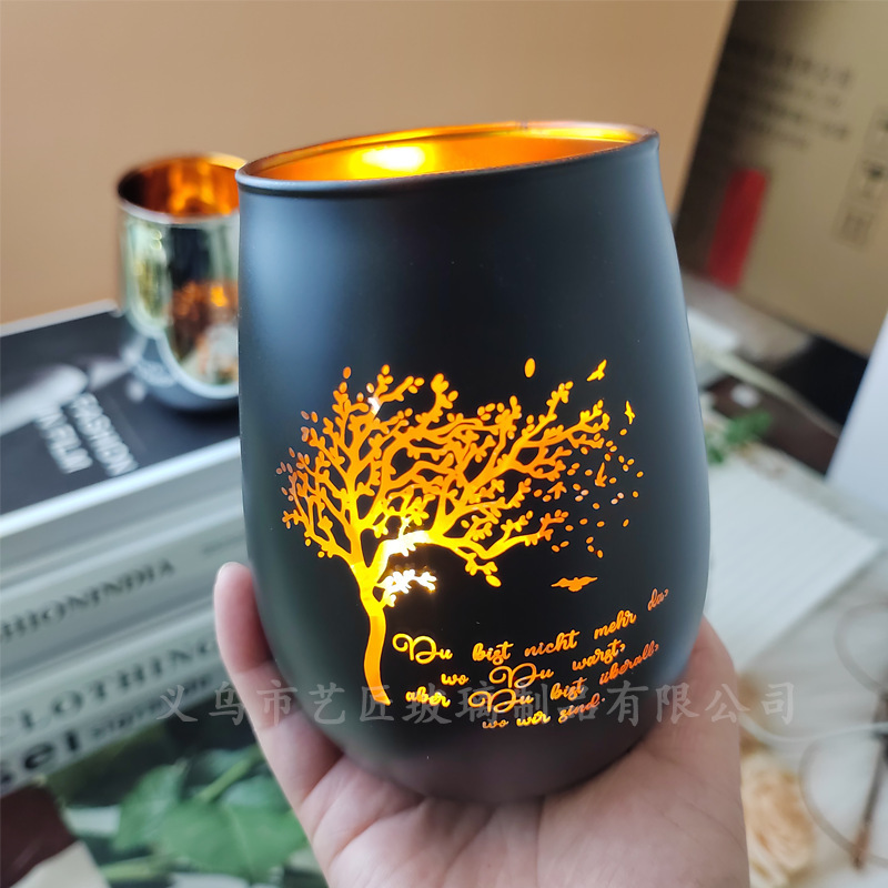跨镜圣诞节万圣节蜡烛杯玻璃烛台灯西餐厅创意香薰杯装饰品可定制|undefined
