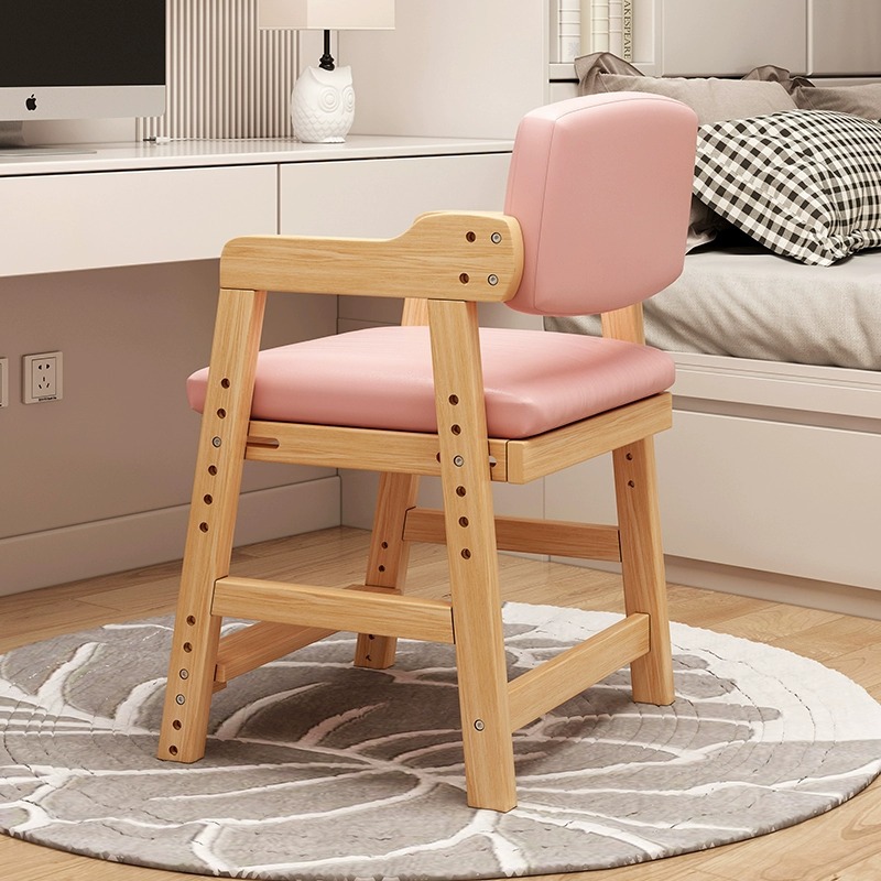 Silla de estudio para niños ajustable trabajo de madera maciza asiento trasero taburete estudiante escritura Silla de escritorio Silla de comedor en casa