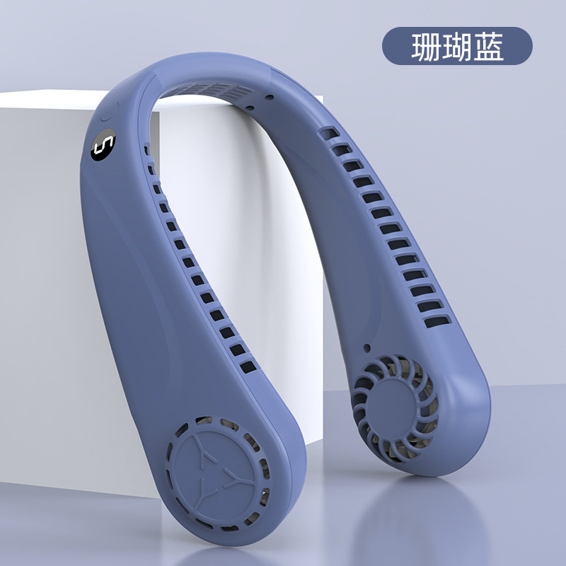 Nuevo comercio exterior de cinco velocidades de ventilador de cuello de visualización digital estudiantes deportes al aire libre portátiles USB mini ventilador de cuello pequeño
