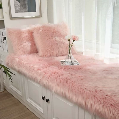 Car Carpet, High-End Irregular Rectangular Red - long-hair-light-pink-60150cm