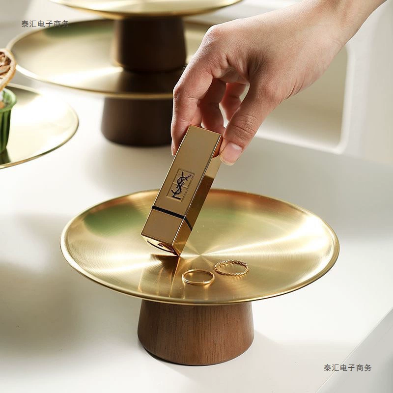 Поднос для закусок в японском стиле, настольный поднос для гостиной, высокий поднос из нержавеющей стали, тарелка для торта, подставка для десерта, поднос для конфет, поднос для десерта