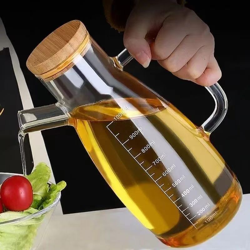 Botella de vinagre de salsa de soja simple grosada de alto silicio de vidrio de silicio con escala de gran capacidad de cocina resistente al calor hervidor de aceite de condimentos image 7