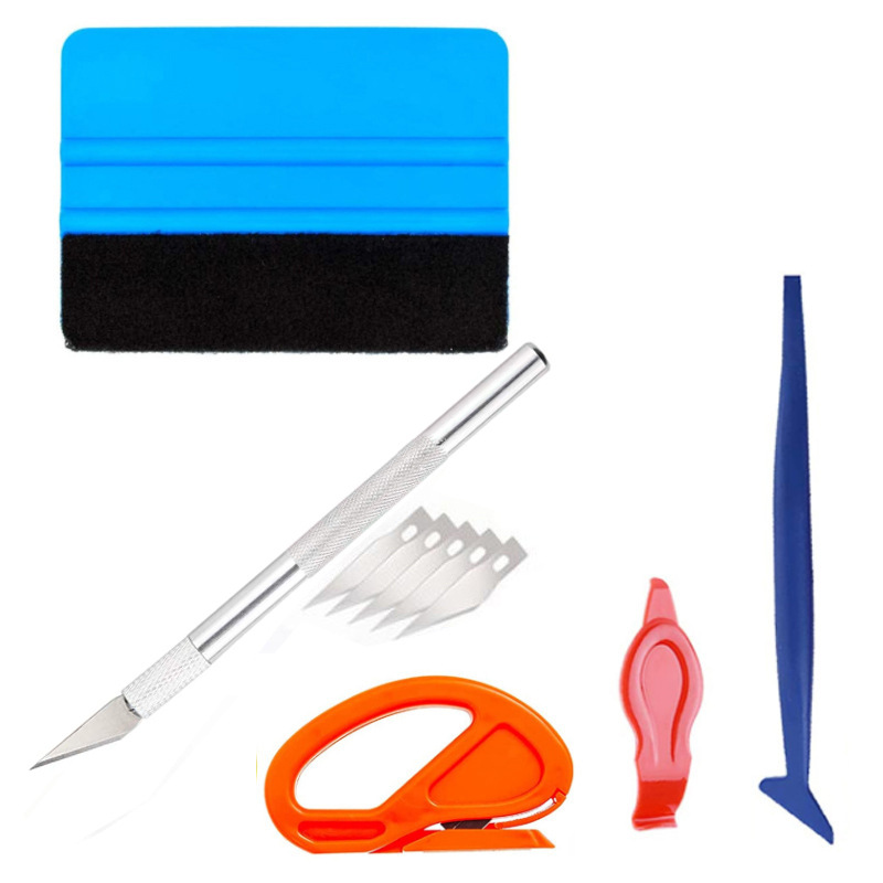 10 piezas de película de coche herramienta cinturón Dispositivo de reparación de película, raspador de borde de fieltro, película de vinilo raspador de calcomanía, etiqueta engomada