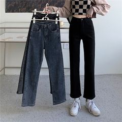 牛仔裤女直筒高腰春秋新款大码宽松显瘦百搭梨型身材烟管裤子