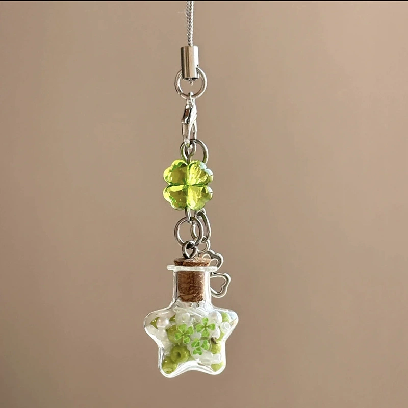 Четырехлистная звезда желаний бутылка мобильный телефон подвеска сумка камера брелок подвеска универсальная простая и сладкая ручная работа