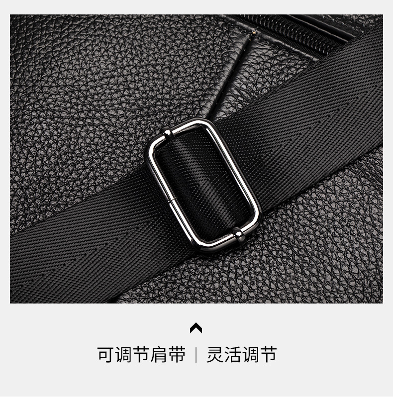 Túi đeo chéo nam da bò lớp đầu vân cá sấu phong cách retro — Màu Đen (không có logo) chi tiết 10
