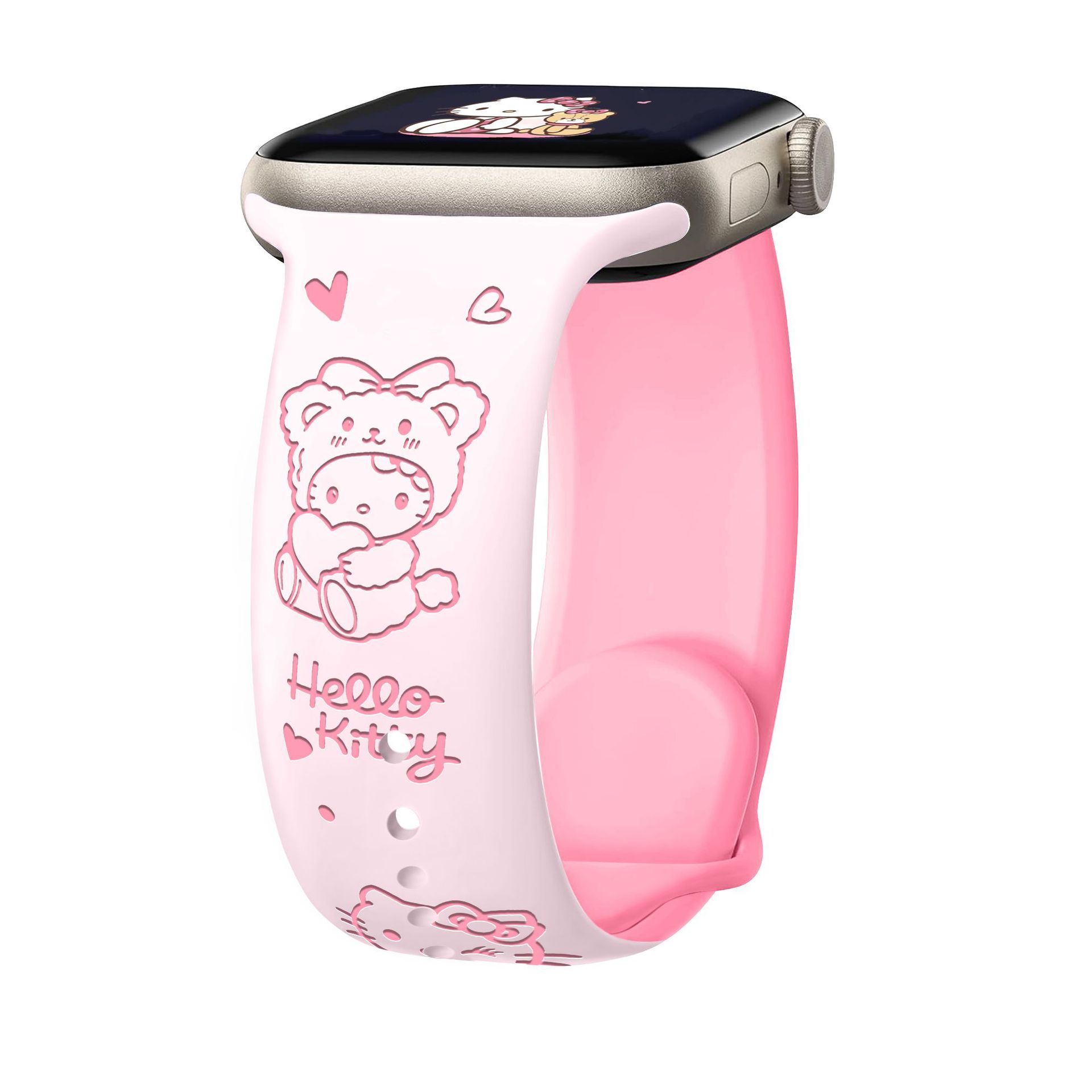 Suitable for Apple Watch Se3 Girls' 10S Generation Pajamas Kt Cat Silicone Watch Seies11 Embossed