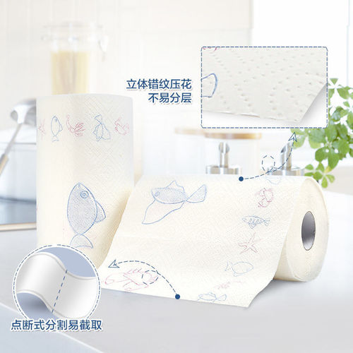 Heart to Heart Kitchen Paper Towels [2 Rolls/Bag * 4 Bags] Oil Absorbent, Water Absorbent, Moisture Locking Special Paper