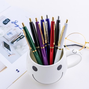 New Hot Office Ballpoint Pen High Color Value Medium Oil Pen Press Gold Pen Clip Sign Pen to Print Logo