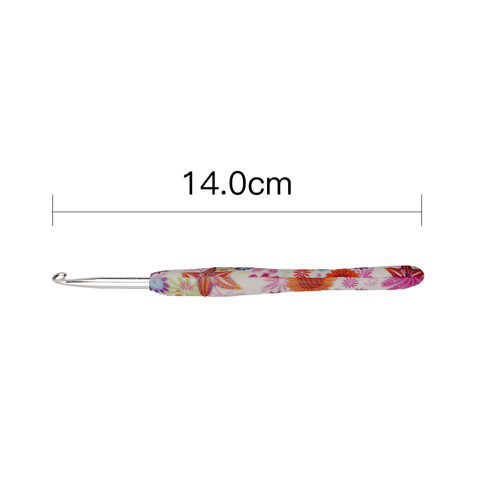 Herramientas transfronterizas TPR impresión mango suave crochet de aluminio rosa flor mango crochet conjunto de 14 piezas 2 .. Cubierta del bolso 0-10.0PU