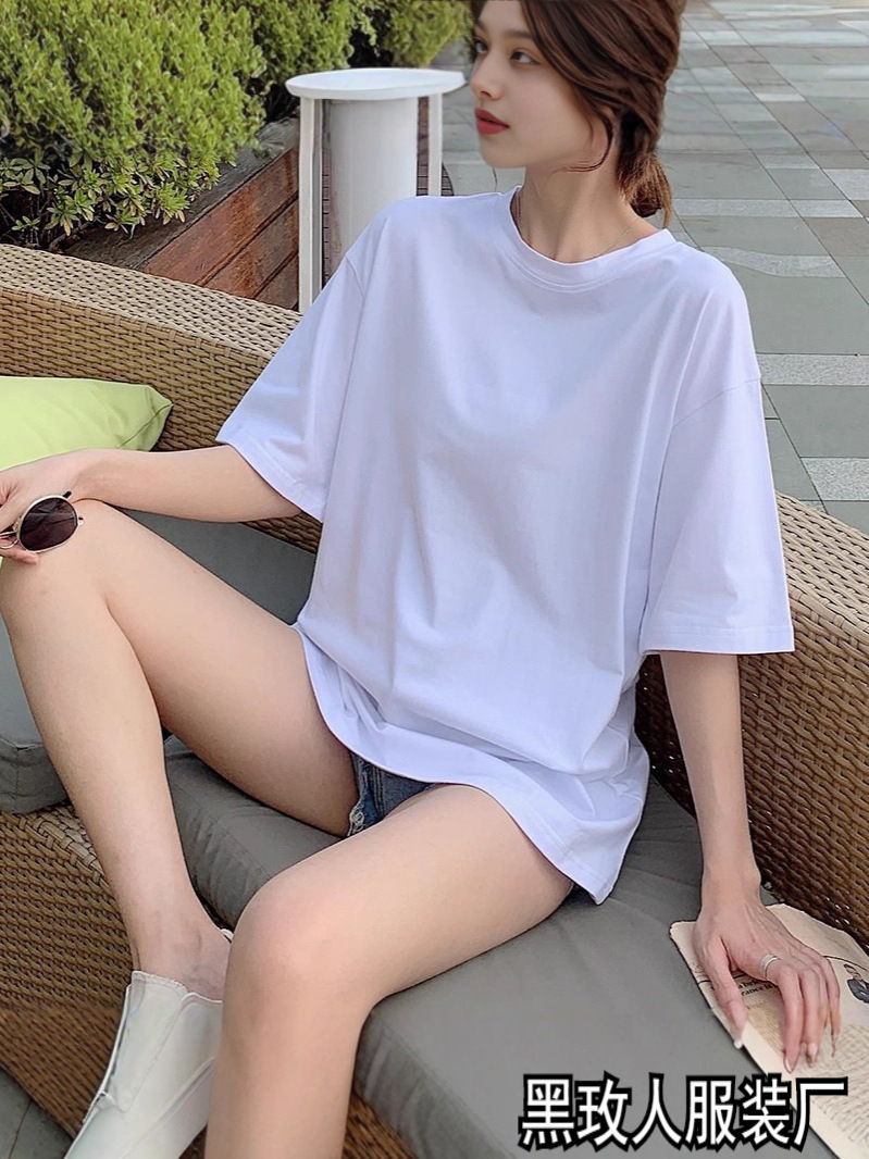 Comfortable autumn long solid color short sleeve T-shirt for leisure
