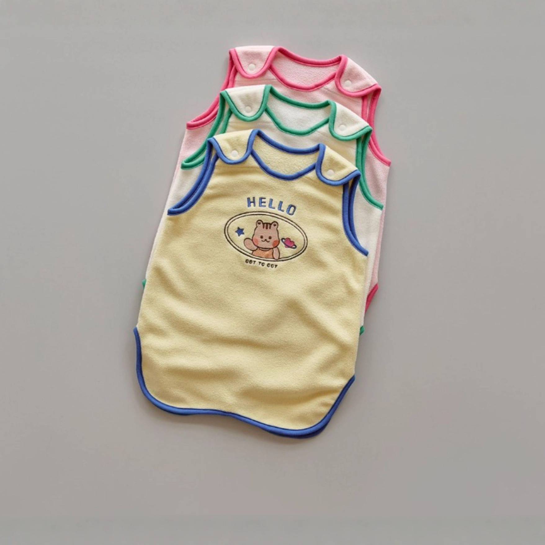 2025 New Autumn and Winter Kidsren's Sleeveless Sleeping Bag Macaron Embroidered Baby Vest-Style Sleeping Bag One-Piece Home Clothes
