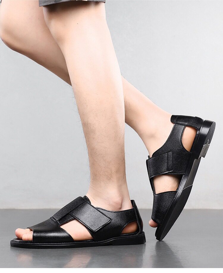 Sandal nam quai dán hở ngón chống trượt kiểu La Mã đi biển — Màu nâu, màu đen chi tiết 13
