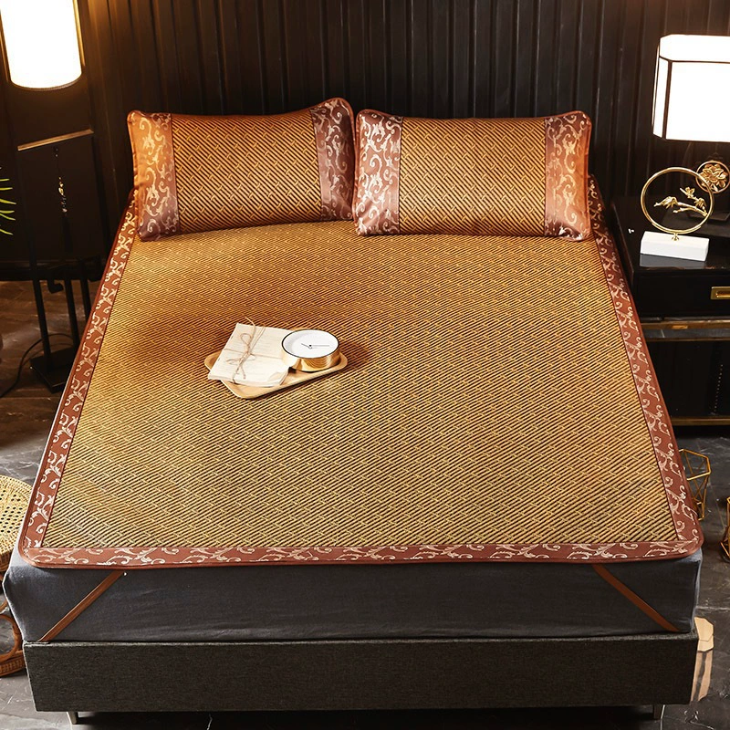 Фабрика прямая продажа ковриков из ротанга набор из трех частей складная двуспальная кровать студенческое общежитие кондиционер коврики из ледяного шелка соломенные коврики оптом