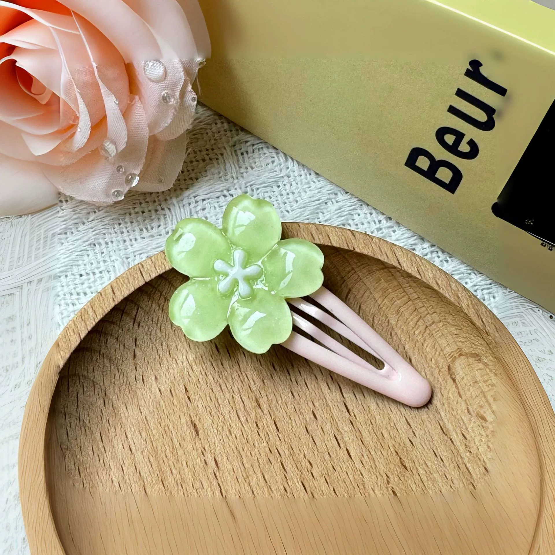 Заколка для волос Jelly Cherry Blossom, смоляная боковая клипса, 6 см, пастельные цвета