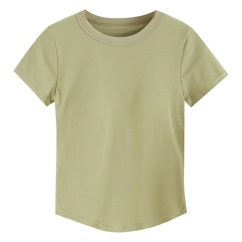 Body-friendly top with cups with a round collar