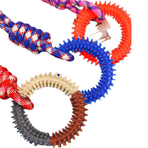 Cross-border dog teething and bite-resistant cotton rope toy pet colorful braided rope toy puppy self-pleasure toy