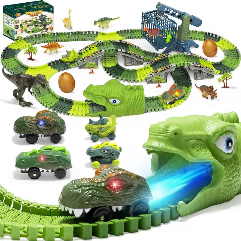 Foreign Trade Cross-Border DIY Free Combination Roller Coaster Assembly Electric Dinosaur Track Train Track Toy Small Train