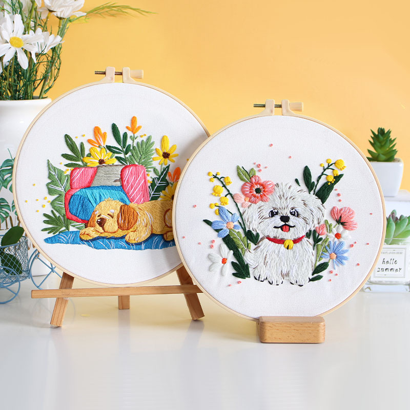 Perro bordado manual DIY material paquete de bordado tridimensional europeo Amazon venta caliente original nuevo producto