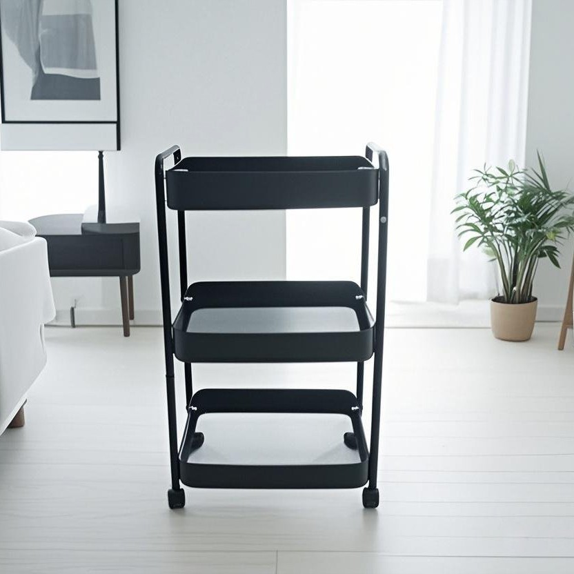 3-4 Layer Storage Rack Household Removable Floor-Standing Trolley Bookshelf Multi-Functional Kitchen Bedroom Storage Storage Rack